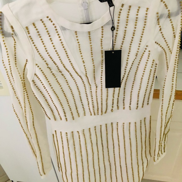 WOW Couture Bead Embellished Mesh Bandage Dress - Picture 5 of 8